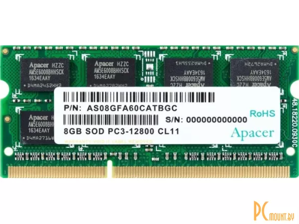 Память для ноутбука SODDR3, 8GB, PC12800 (1600MHz), Apacer DS.08G2K.KAM AS08GFA60CATBGC
