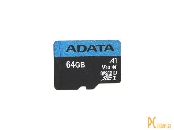 Карта памяти MicroSDXC, 64GB, Сlass 10, UHS-I, A-Data AUSDX64GUICL10A1-RA1